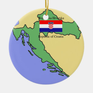 Flag and Map of Croatia Ceramic Ornament