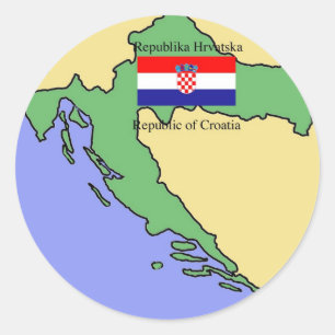 Flag and Map of Croatia Classic Round Sticker