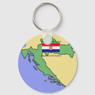 Flag and Map of Croatia Keychain