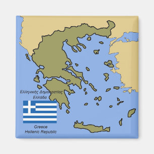 Flag and Map of Greece Magnet