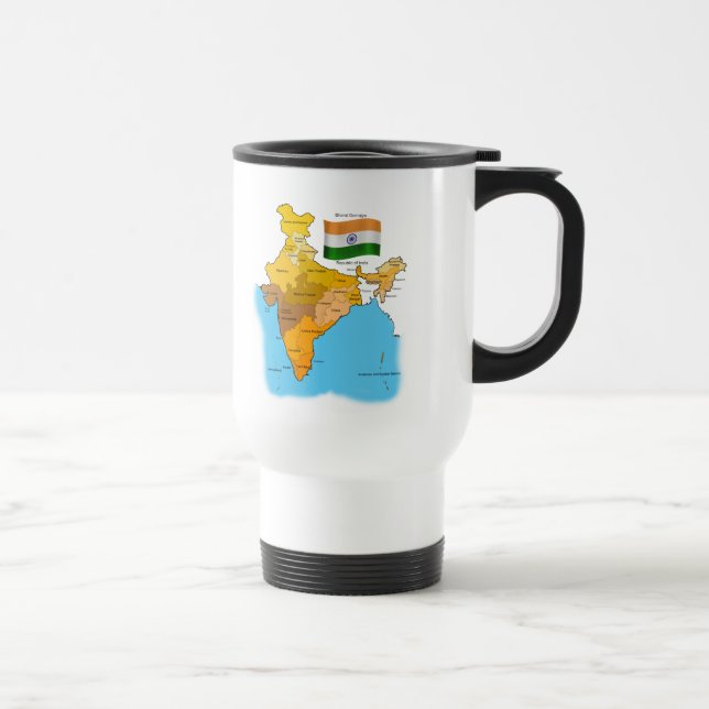 Flag and Map of India Travel Mug (Right)