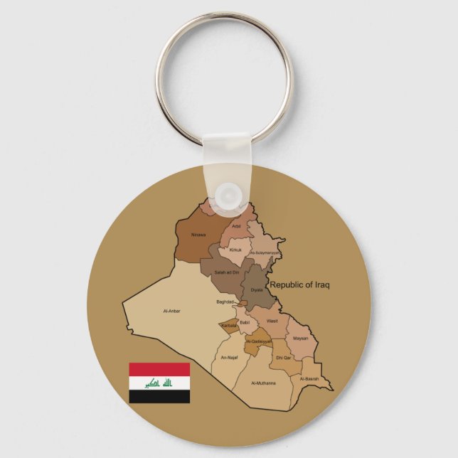 Flag and Map of Iraq Keychain (Front)
