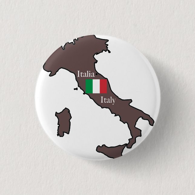 Flag and Map of Italy 1 Inch Round Button (Front)