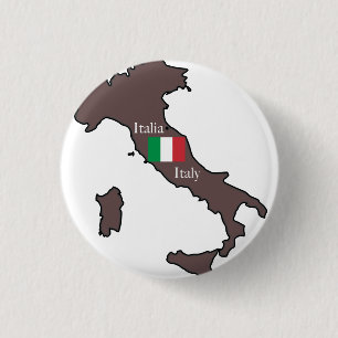 Flag and Map of Italy 1 Inch Round Button