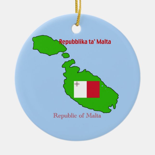Flag and Map of Malta Ceramic Ornament (Front)