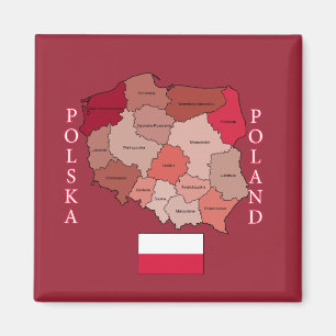 Flag and Map of Poland Magnet