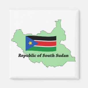 Flag and Map Republic of South Sudan Magnet