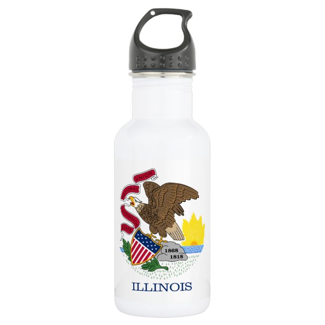 Flag and Seal of Illinois 532 Ml Water Bottle (Front)