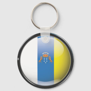 Flag and shield of Canary Islands Keychain