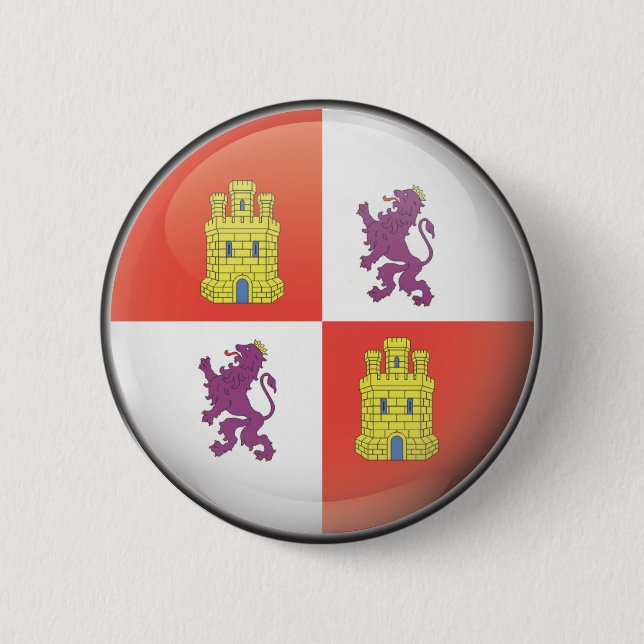 Flag and shield of Castilla and Leon 2 Inch Round Button (Front)
