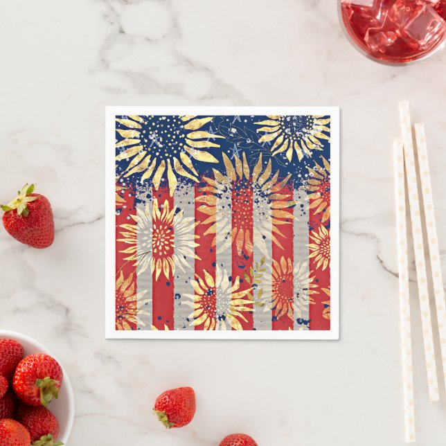 Flag and sunflowers napkin (Insitu)