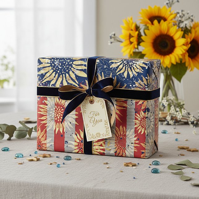 Flag and sunflowers wrapping paper (Creator Uploaded)