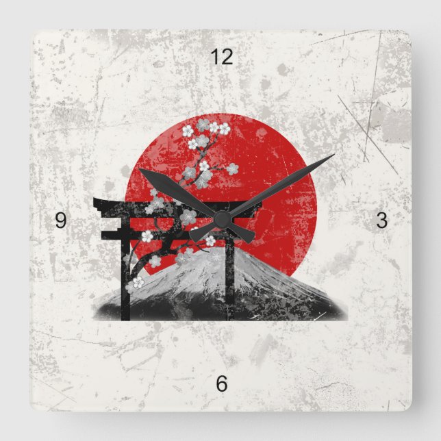 Flag and Symbols of Japan ID153 Square Wall Clock (Front)