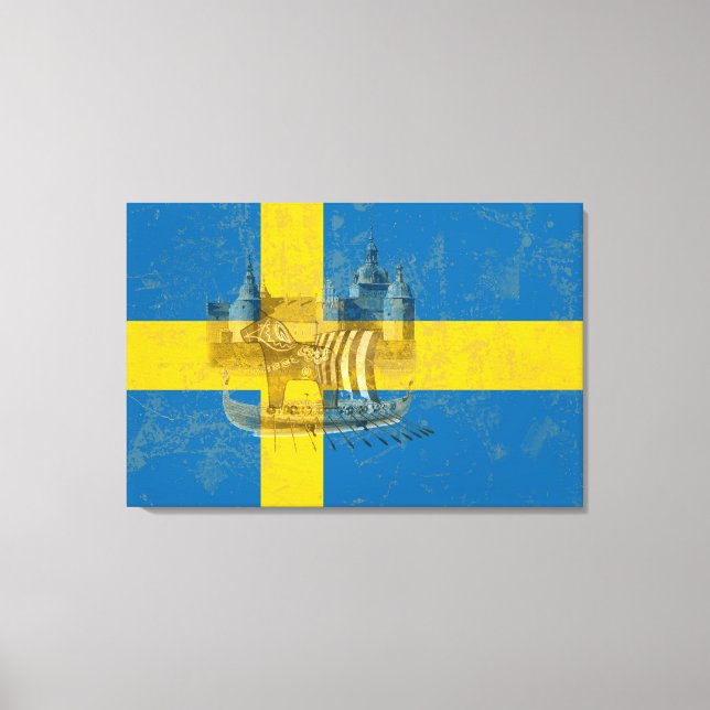 Flag and Symbols of Sweden ID159 Canvas Print (Front)