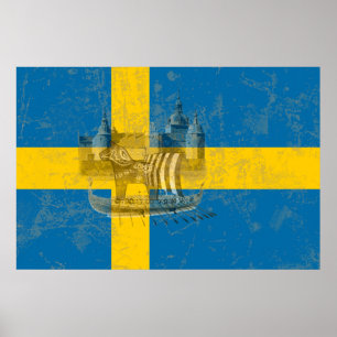 Flag and Symbols of Sweden ID159 Poster