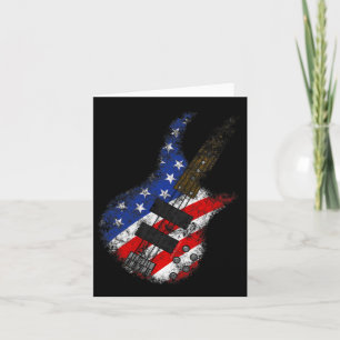 Flag B Guitar Usa Independence Day 4th July  Card