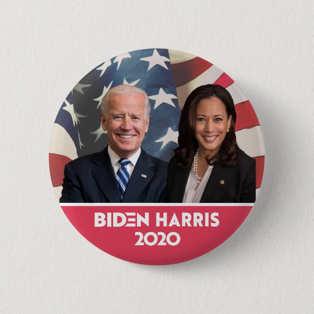 Flag Background Joe Biden Kamala Harris 2020 2 Inch Round Button (Front)