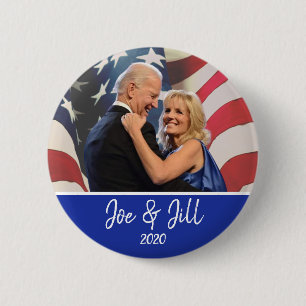 Flag Background Joe & Jill Biden President 2020 2 Inch Round Button