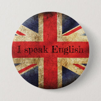 Flag Badge I speak English 3 Inch Round Button