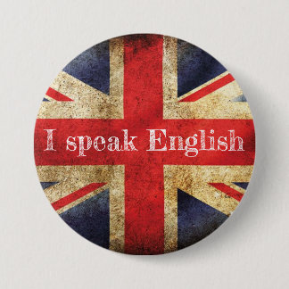 Flag Badge I speak English 3 Inch Round Button
