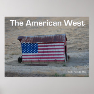 Flag Barn - The American West - Poster