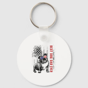 Flag Best English Bulldog Dad Ever 4th Of July Keychain