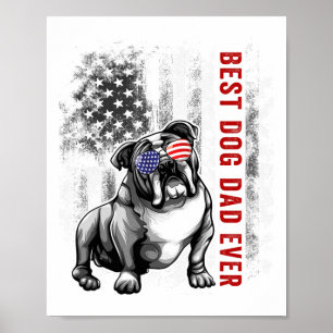 Flag Best English Bulldog Dad Ever 4th Of July Poster