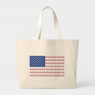 Flag-Blue-Shadow Large Tote Bag