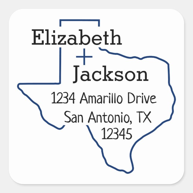 Flag Blue Texas Silhouette Couple Address Label (Front)