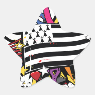 Flag Brittany Breizh Breton graffiti graff Star Sticker