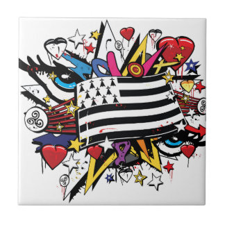 Flag Brittany Breizh Breton graffiti graff Tile