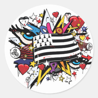 Flag Brittany Breizh graffiti Breton graff Classic Round Sticker
