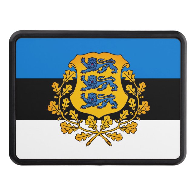 Flag/ coat of arms of Estonia Trailer Hitch Cover (Front)