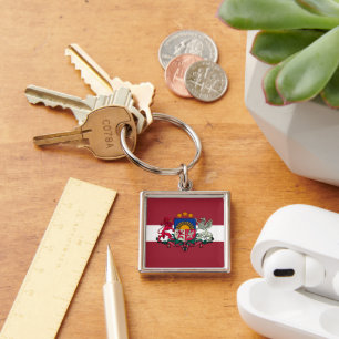 Flag/ coat of arms of Latvia Keychain