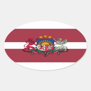 Flag/ coat of arms of Latvia Oval Sticker