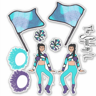 Flag Colour Guard Stickers ( Aqua Purple White B )