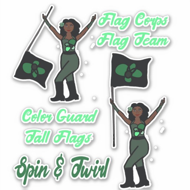 Flag Colour Guard Stickers ( Green Flower) (Front)