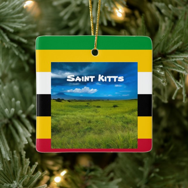 Flag Colours of St. Kitts  Ceramic Ornament (Tree)