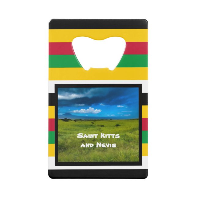 Flag Colours of St. Kitts  Credit Card Bottle Opener (Front)