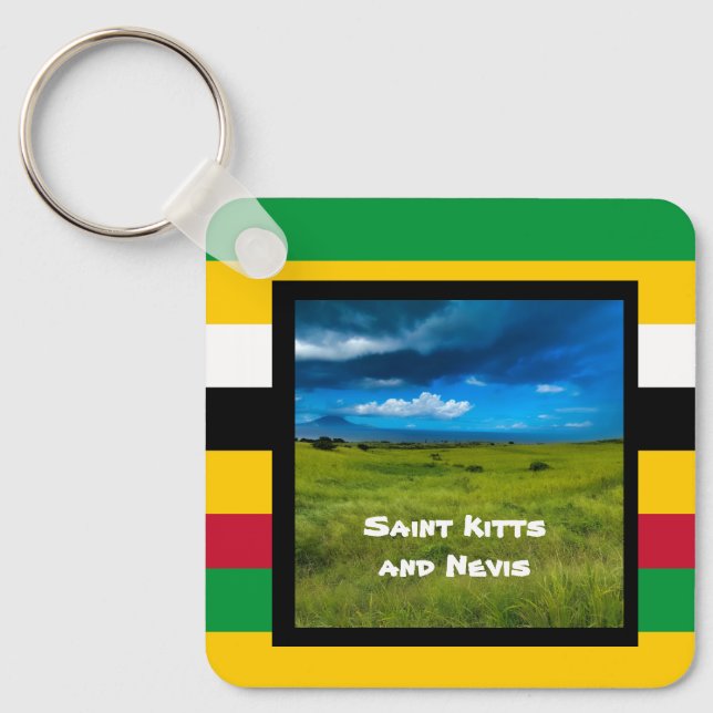 Flag Colours of St. Kitts  Keychain (Front)