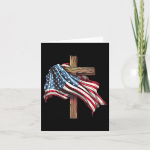 Flag Cross For Patriotic Usa Christians Distressed Card