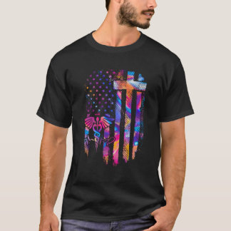 Flag Cross Nurse Patriotic American Nursing Studen T-Shirt