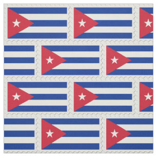 Flag Cuba art white blue red star pattern Fabric