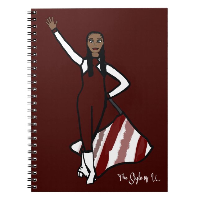 Flag Dancer Burgundy White Accent F Notebook (Front)