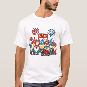Flag Day Gnome Parade T-Shirt  USA Celebration Tee