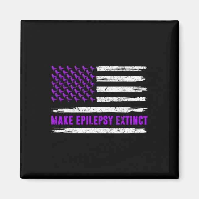 Flag Dinosaur Make Epilepsy Extinct Awareness Kids Magnet (Front)