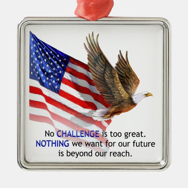 Flag & Eagle Donald J Trump Quote Metal Ornament (Front)