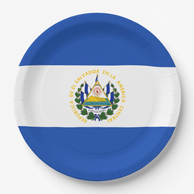 Flag: El Salvador Paper Plate (Front)