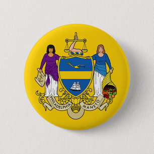 Flag/ Emblem of Philadelphia, PA 2 Inch Round Button