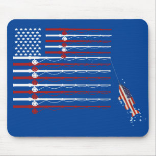 Flag Fishing Poles with Fish Mouse Pad